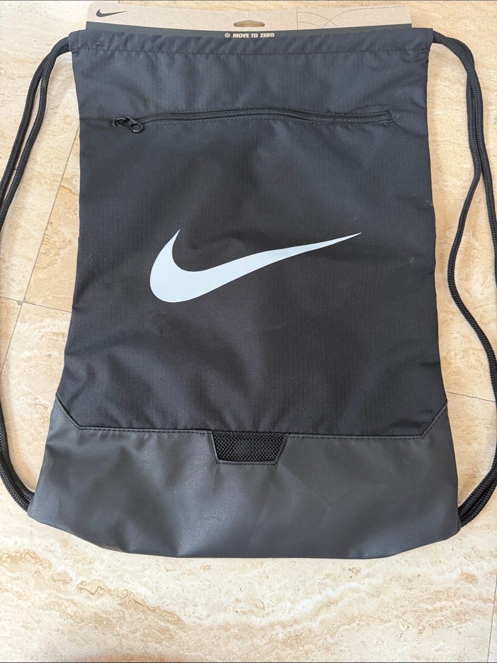 Nike Chinch Black Drawstring Gym Sack with White Swoosh